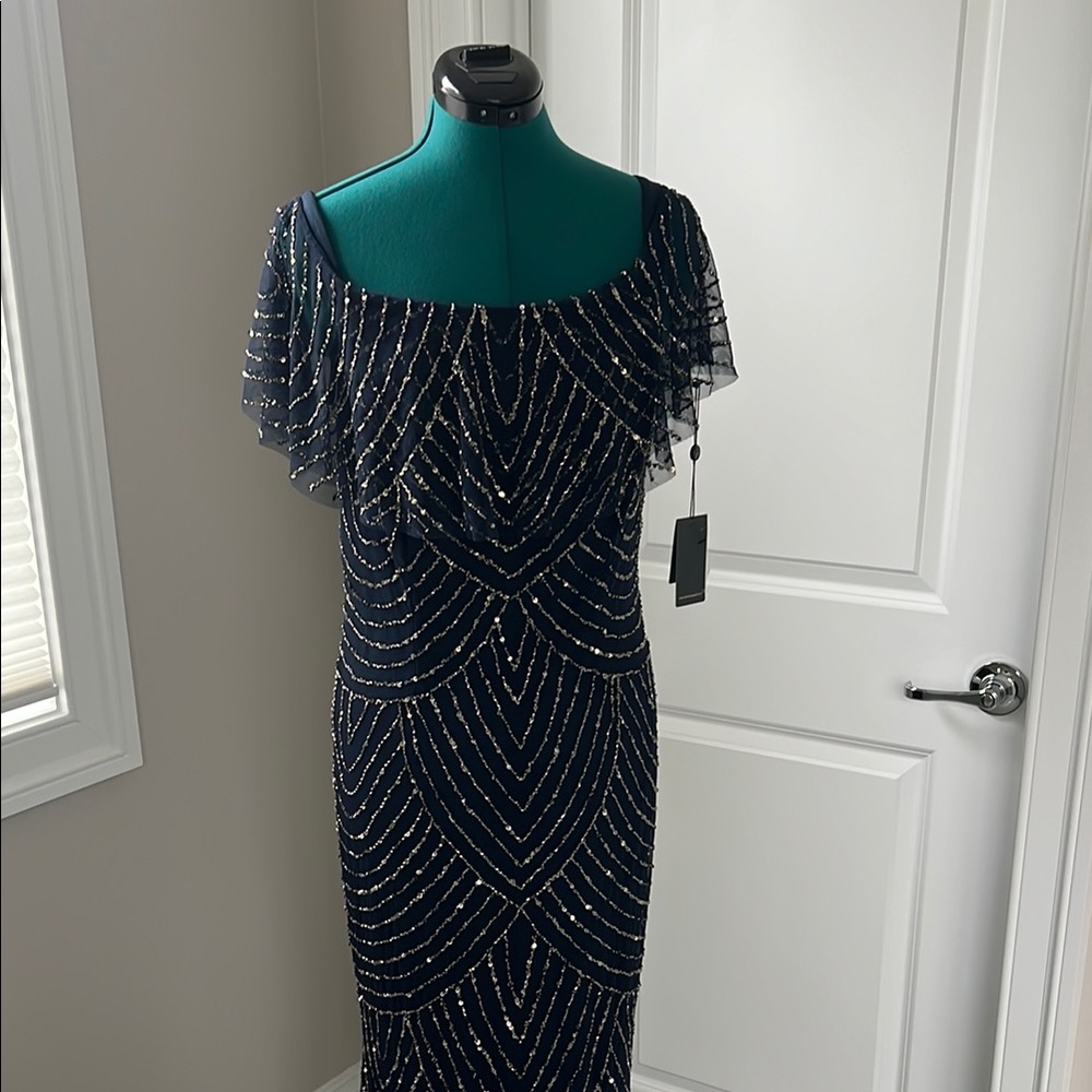 Adrianna Papell size 8 sequin navy gown